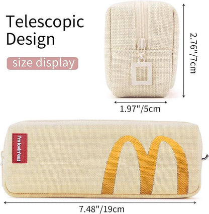 Mcdonald'S Pencil Case, Student Pencil Bag, Coin Purse Cosmetic Bag Office Stationery Storage Bag Suitable for Teenagers School - Beige