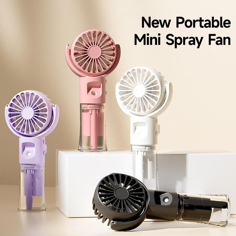 Portable Rotating Mini Fan with Mist Humidifier for Summer Gift, USB Rechargeable Handheld Fan, 2 in 1 Water Mist Fan, Suitable for School Office Outdoor Sports Picnic Travel