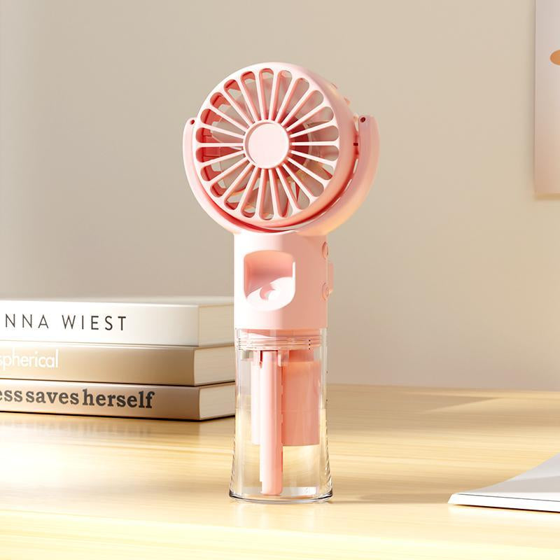 Portable Rotating Mini Fan with Mist Humidifier for Summer Gift, USB Rechargeable Handheld Fan, 2 in 1 Water Mist Fan, Suitable for School Office Outdoor Sports Picnic Travel