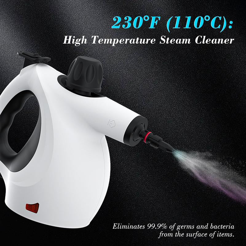 KISPOY Pressurized Handheld Multi-Surface Natural Steam Cleaner with 12Pcs Accessories for Home, Floor, Kitchen & Car Cleaning