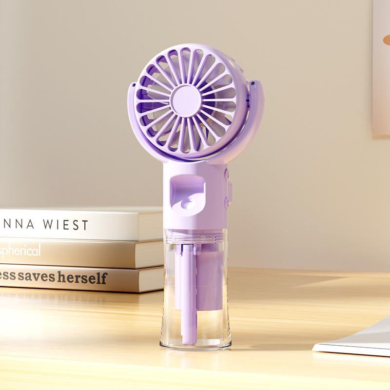 Portable Rotating Mini Fan with Mist Humidifier for Summer Gift, USB Rechargeable Handheld Fan, 2 in 1 Water Mist Fan, Suitable for School Office Outdoor Sports Picnic Travel