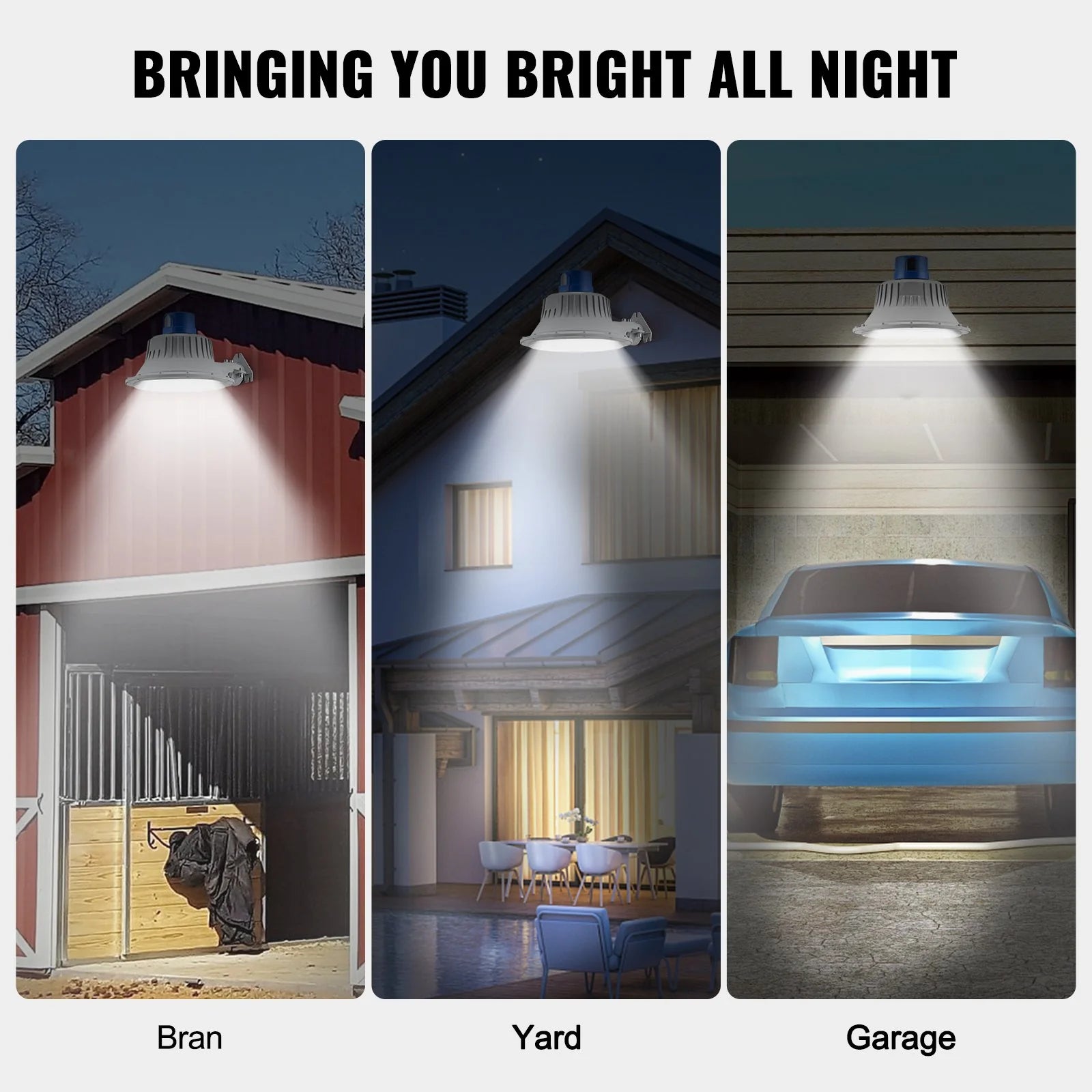 VEVOR LED Barn Light, 50W 5500LM, Ultra Brightness 6000K Daylight, Dusk to Dawn Area Lights, Outdoor Security Flood Lighting, IP65 Waterproof for outside Yard Street Garage Shed Patio, Wall/Pole Mount