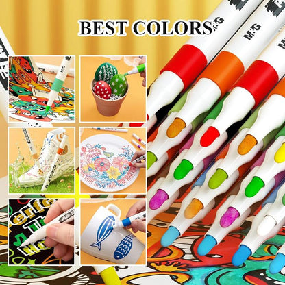 M&G Acrylic Paint Pens Marker Set, 3Mm Medium Tip Quick Drying,Permanent Vibrant Paint Markers for Various Creative Painting Drawing Canvas