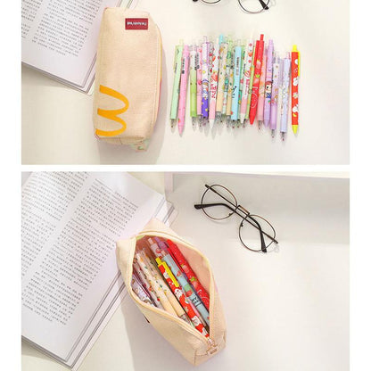 Mcdonald'S Pencil Case, Student Pencil Bag, Coin Purse Cosmetic Bag Office Stationery Storage Bag Suitable for Teenagers School - Beige