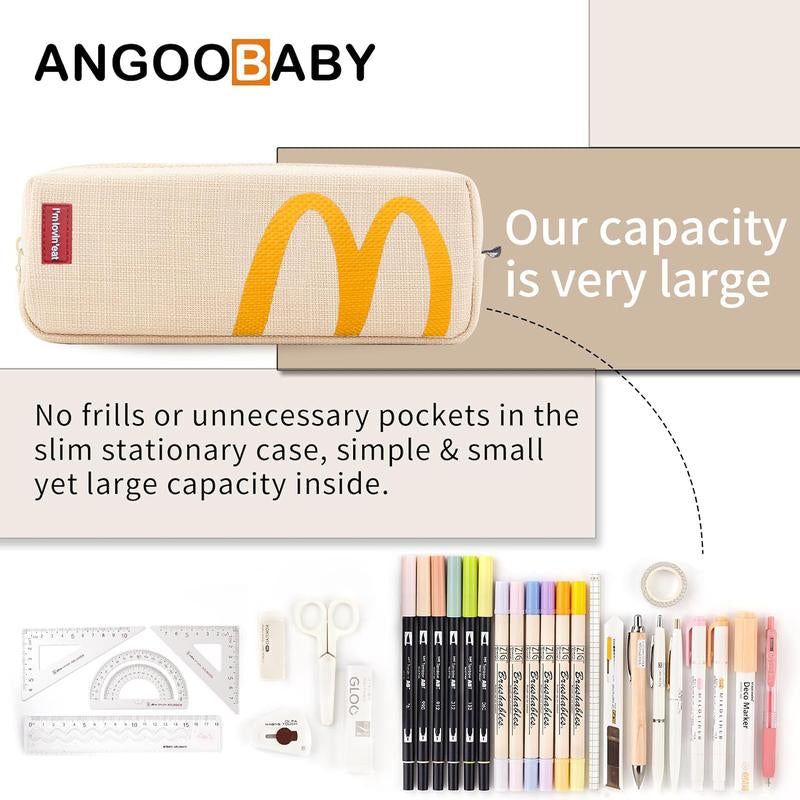 Mcdonald'S Pencil Case, Student Pencil Bag, Coin Purse Cosmetic Bag Office Stationery Storage Bag Suitable for Teenagers School - Beige