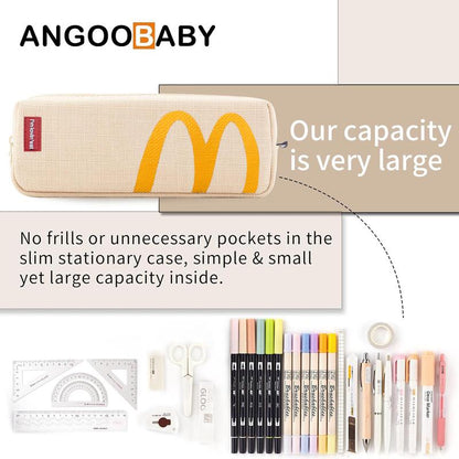 Mcdonald'S Pencil Case, Student Pencil Bag, Coin Purse Cosmetic Bag Office Stationery Storage Bag Suitable for Teenagers School - Beige