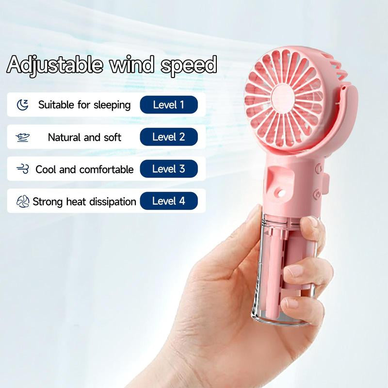 Portable Rotating Mini Fan with Mist Humidifier for Summer Gift, USB Rechargeable Handheld Fan, 2 in 1 Water Mist Fan, Suitable for School Office Outdoor Sports Picnic Travel