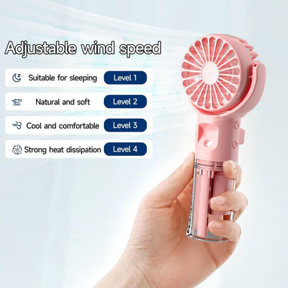 Portable Rotating Mini Fan with Mist Humidifier for Summer Gift, USB Rechargeable Handheld Fan, 2 in 1 Water Mist Fan, Suitable for School Office Outdoor Sports Picnic Travel